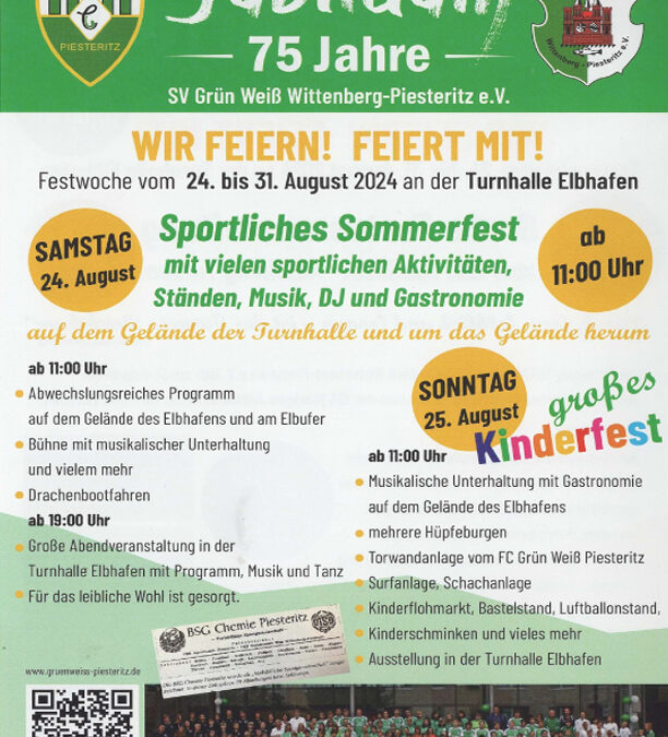 75 Jahre SV Grün-Weiß Festwoche 24.-31.08.2024